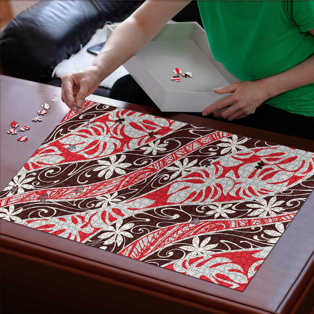 Uteute Tahiti Tiare Monstera Puzzle Polynesian Pattern Curve Style - Polynesian Pride