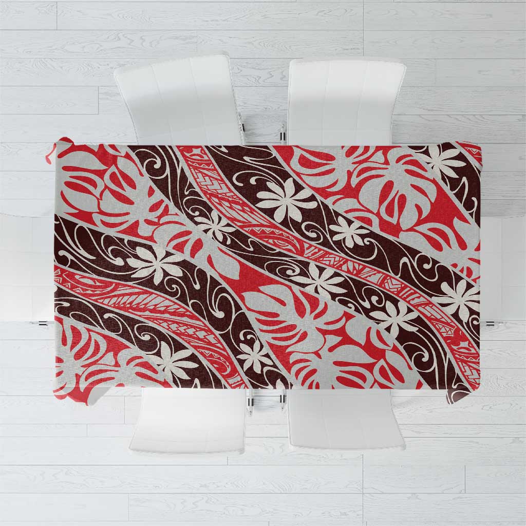 Uteute Tahiti Tiare Monstera Tablecloth Polynesian Pattern Curve Style - Polynesian Pride