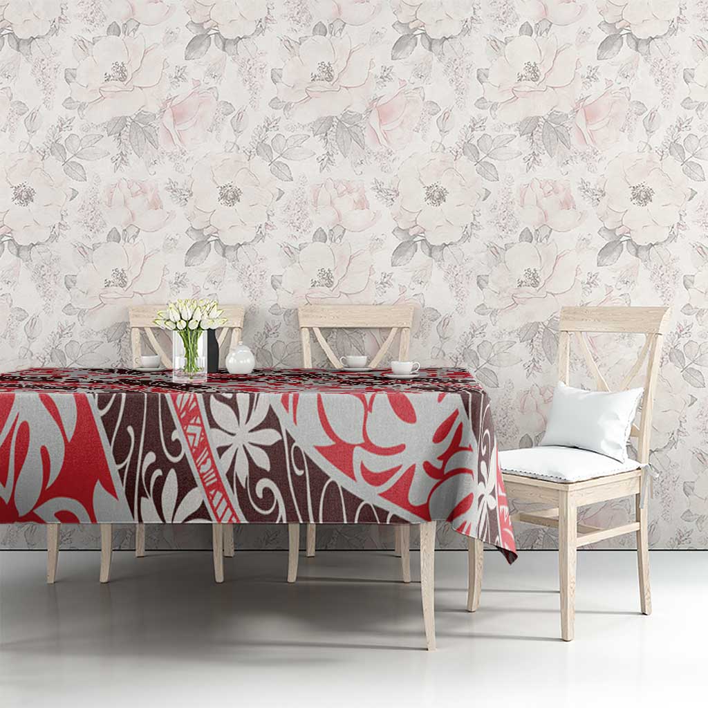 Uteute Tahiti Tiare Monstera Tablecloth Polynesian Pattern Curve Style - Polynesian Pride