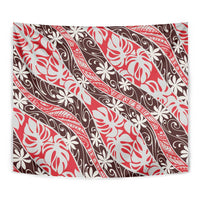 Uteute Tahiti Tiare Monstera Tapestry Polynesian Pattern Curve Style - Polynesian Pride