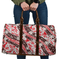Uteute Tahiti Tiare Monstera Travel Bag Polynesian Pattern Curve Style LT01 Red - Polynesian Pride