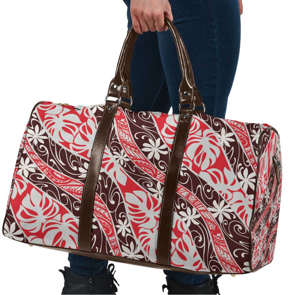 Uteute Tahiti Tiare Monstera Travel Bag Polynesian Pattern Curve Style LT01 - Polynesian Pride