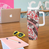 Uteute Tahiti Tiare Monstera Tumbler With Handle Polynesian Pattern Curve Style LT01 - Polynesian Pride