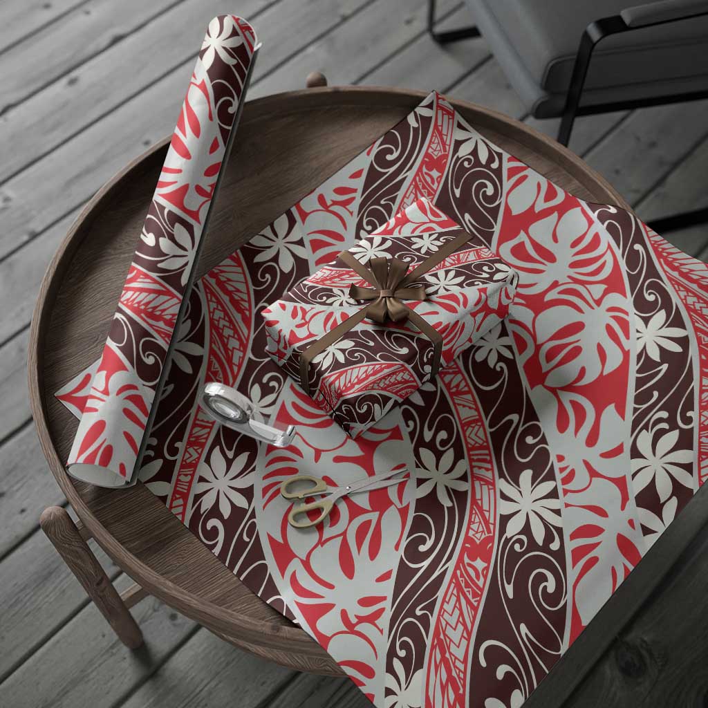 Uteute Tahiti Tiare Monstera Wrapping Paper Polynesian Pattern Curve Style - Polynesian Pride