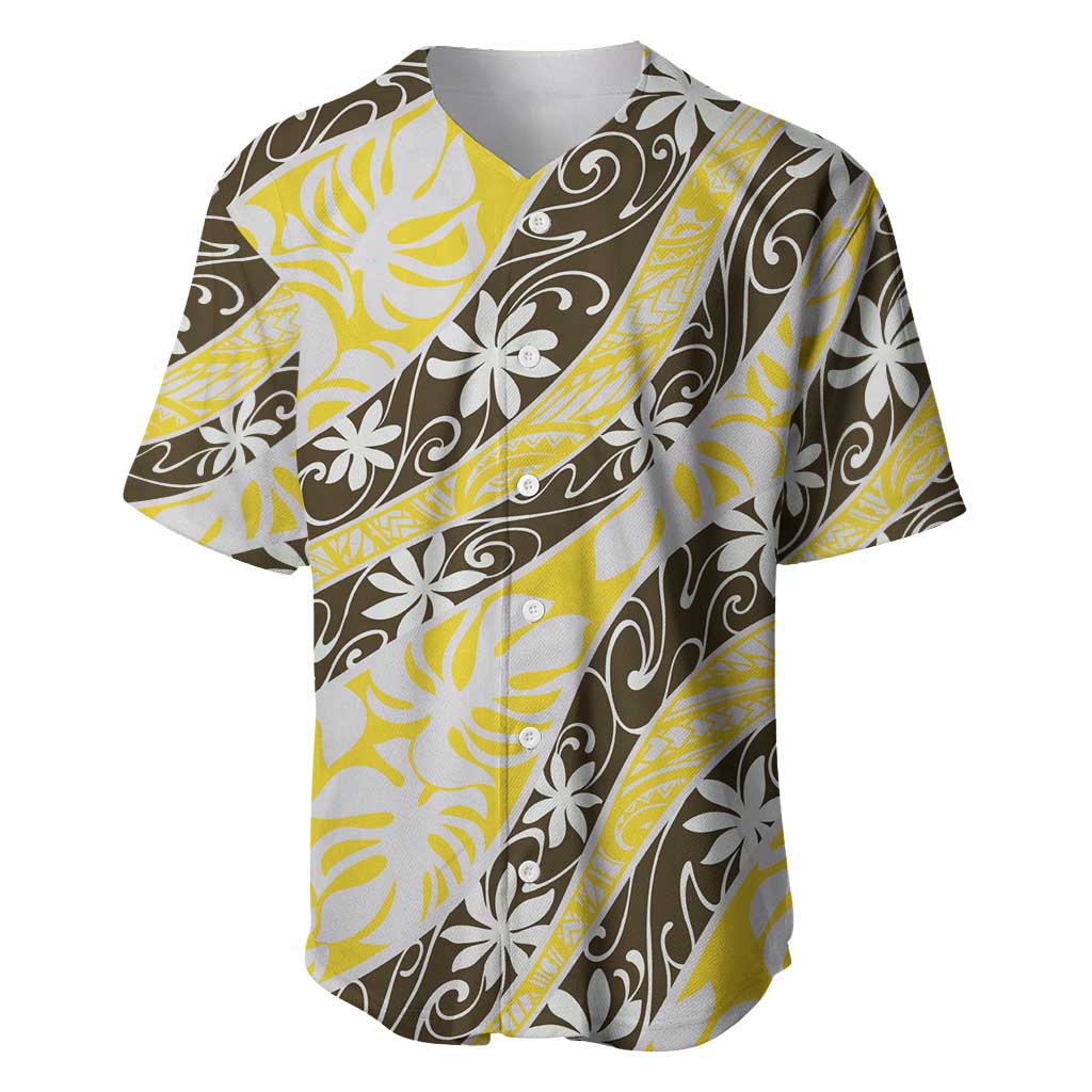 Rearea Tahiti Tiare Monstera Baseball Jersey Polynesian Pattern Curve Style - Polynesian Pride