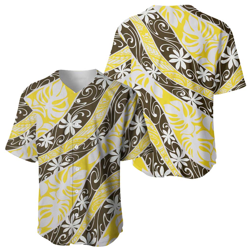Rearea Tahiti Tiare Monstera Baseball Jersey Polynesian Pattern Curve Style - Polynesian Pride