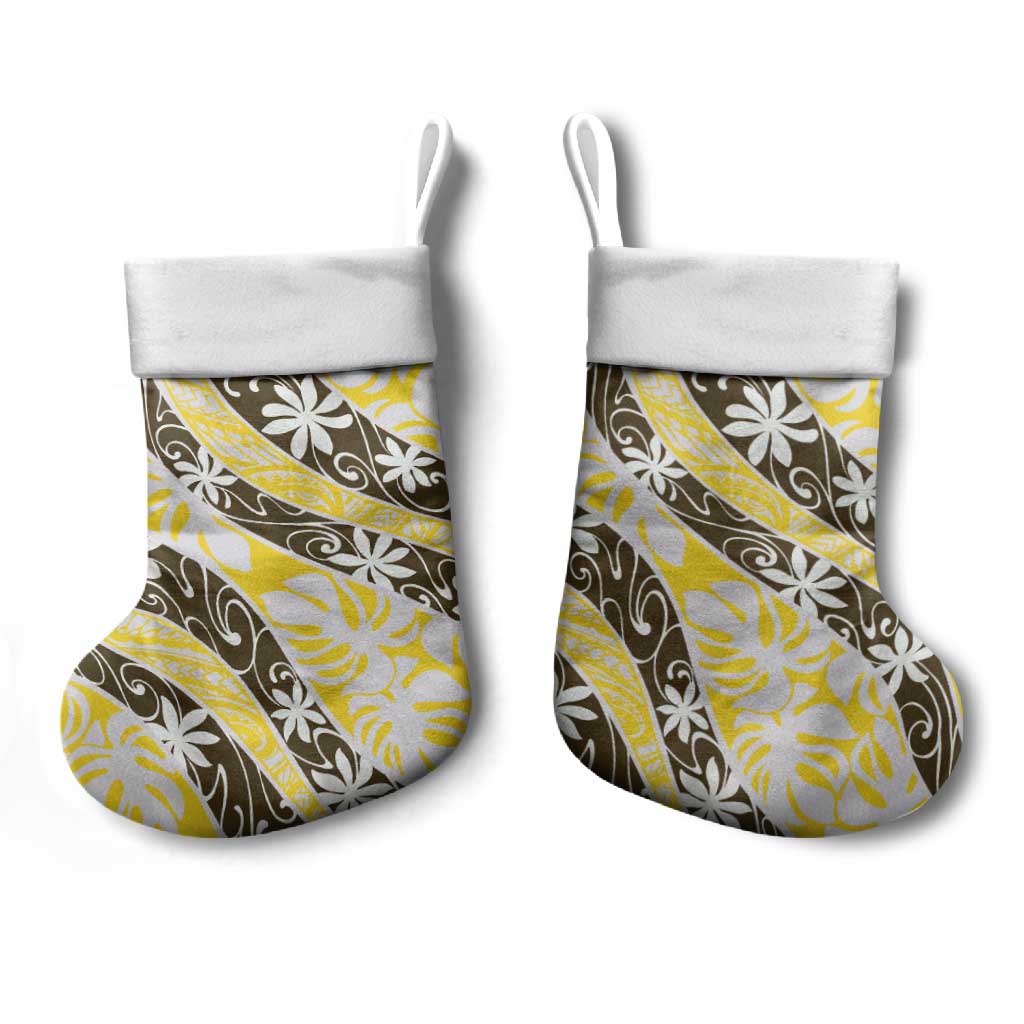 Rearea Tahiti Tiare Monstera Christmas Stocking Polynesian Pattern Curve Style - Polynesian Pride