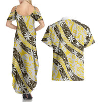 Rearea Tahiti Tiare Monstera Couples Matching Summer Maxi Dress and Hawaiian Shirt Polynesian Pattern Curve Style LT01 - Polynesian Pride