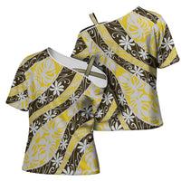 Rearea Tahiti Tiare Monstera Cross Shoulder Shirt Polynesian Pattern Curve Style - Polynesian Pride