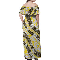 Rearea Tahiti Tiare Monstera Family Matching Off Shoulder Maxi Dress and Hawaiian Shirt Polynesian Pattern Curve Style LT01 - Polynesian Pride