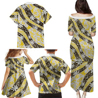 Rearea Tahiti Tiare Monstera Family Matching Puletasi and Hawaiian Shirt Polynesian Pattern Curve Style LT01 - Polynesian Pride