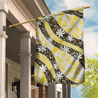 Rearea Tahiti Tiare Monstera Garden Flag Polynesian Pattern Curve Style LT01 House Flag Yellow - Polynesian Pride