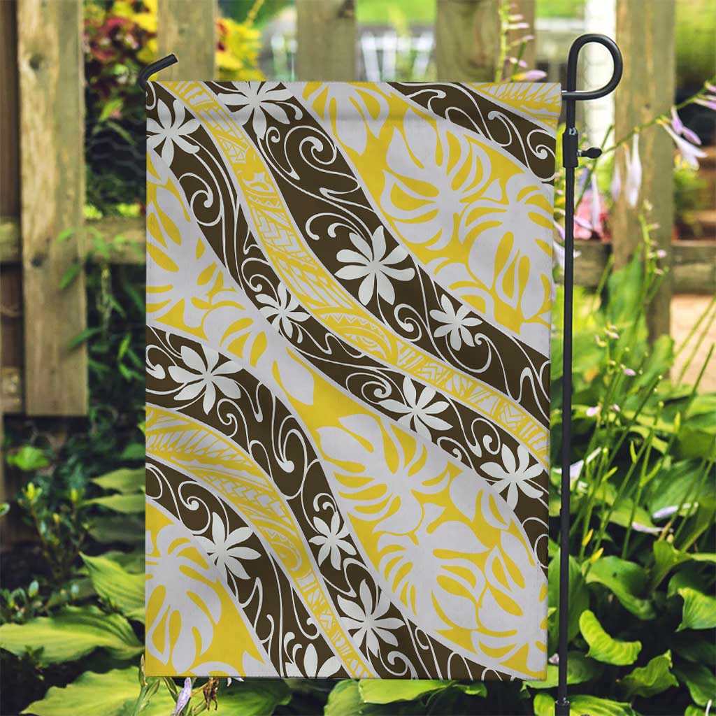Rearea Tahiti Tiare Monstera Garden Flag Polynesian Pattern Curve Style LT01 Garden Flag Yellow - Polynesian Pride
