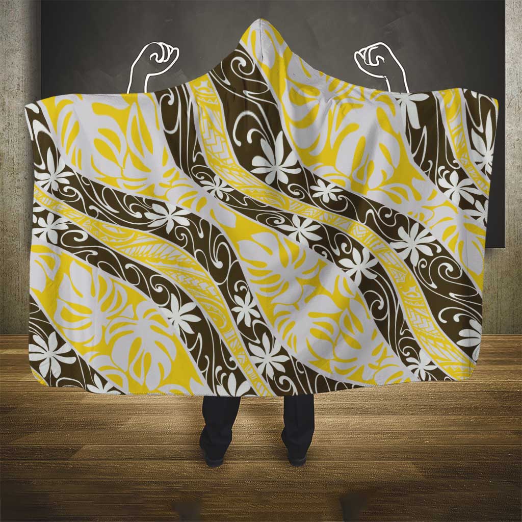 Rearea Tahiti Tiare Monstera Hooded Blanket Polynesian Pattern Curve Style LT01 - Polynesian Pride