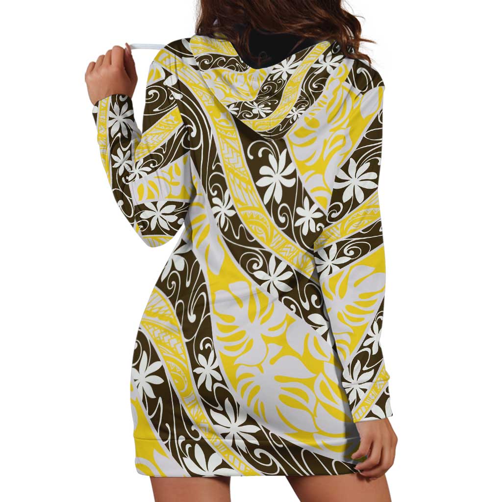 Rearea Tahiti Tiare Monstera Hoodie Dress Polynesian Pattern Curve Style LT01 - Polynesian Pride