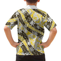 Rearea Tahiti Tiare Monstera Kid Hawaiian Shirt Polynesian Pattern Curve Style LT01 - Polynesian Pride