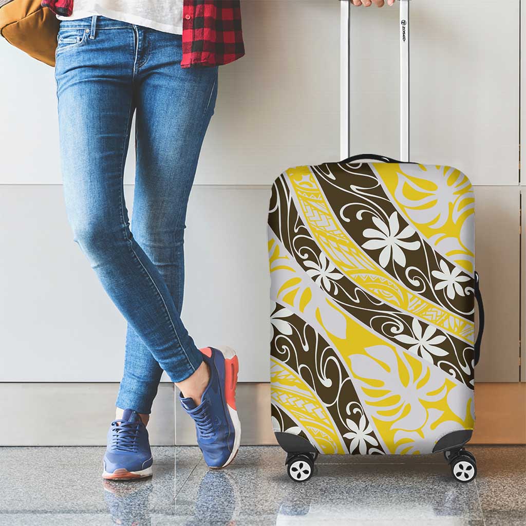 Rearea Tahiti Tiare Monstera Luggage Cover Polynesian Pattern Curve Style - Polynesian Pride