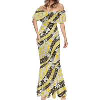 Rearea Tahiti Tiare Monstera Mermaid Dress Polynesian Pattern Curve Style LT01 - Polynesian Pride
