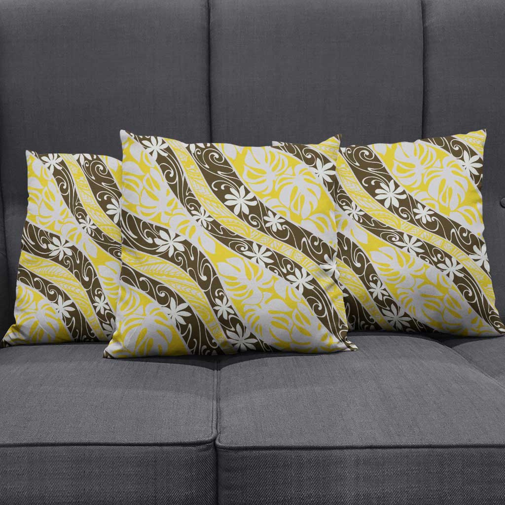 Rearea Tahiti Tiare Monstera Pillow Cover Polynesian Pattern Curve Style - Polynesian Pride