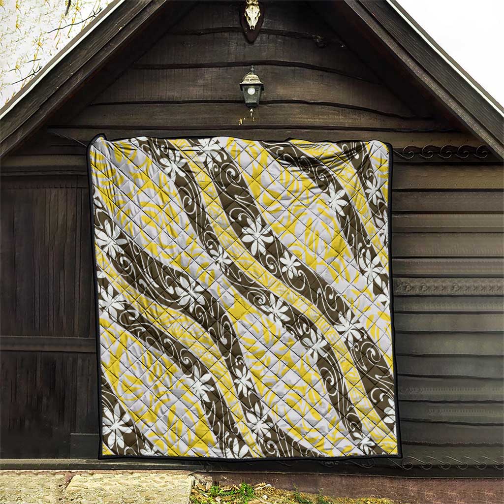 Rearea Tahiti Tiare Monstera Quilt Polynesian Pattern Curve Style - Polynesian Pride