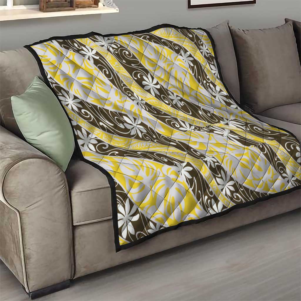 Rearea Tahiti Tiare Monstera Quilt Polynesian Pattern Curve Style - Polynesian Pride