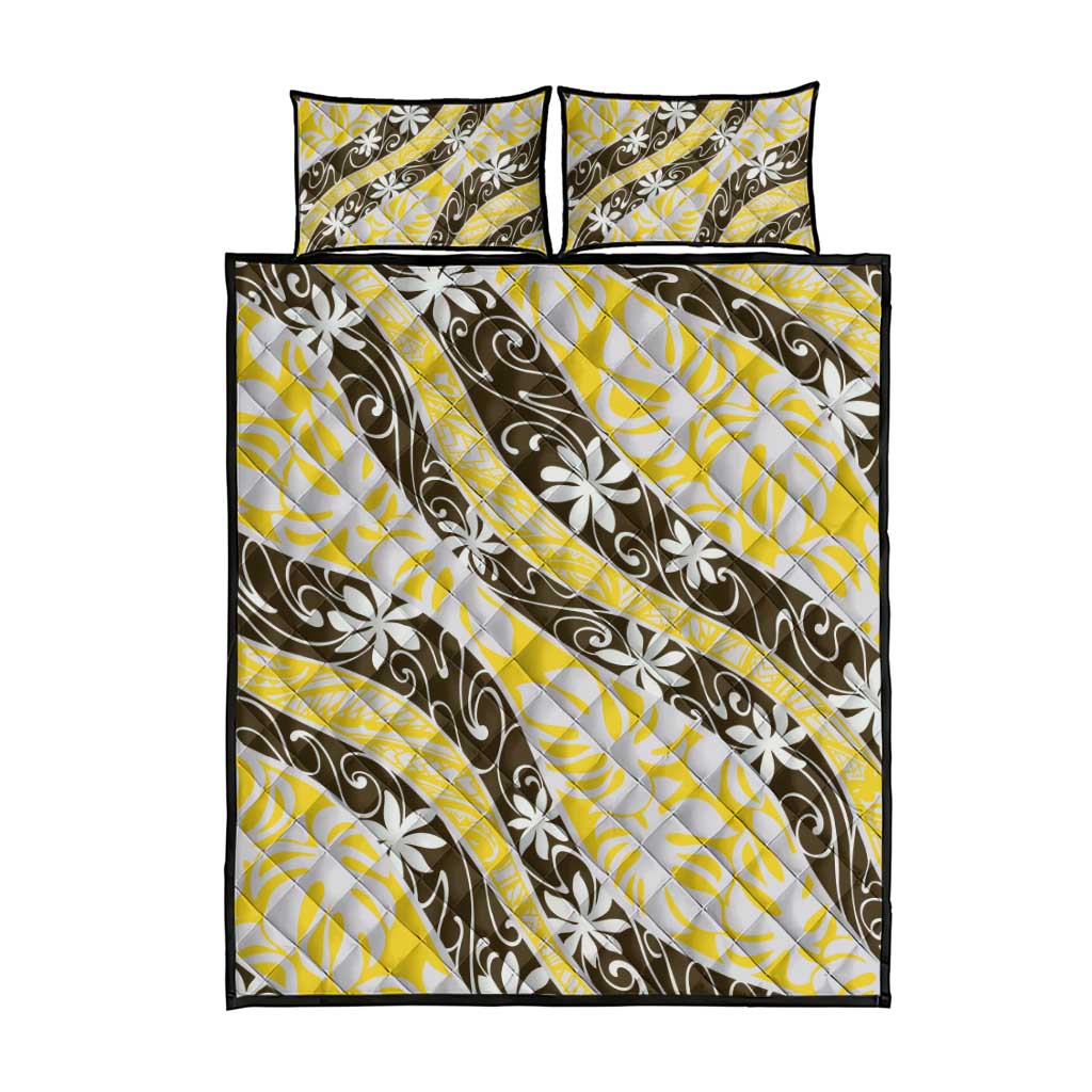 Rearea Tahiti Tiare Monstera Quilt Bed Set Polynesian Pattern Curve Style - Polynesian Pride