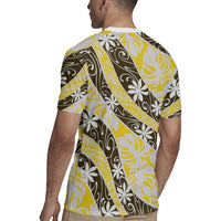 Rearea Tahiti Tiare Monstera Rugby Jersey Polynesian Pattern Curve Style - Polynesian Pride