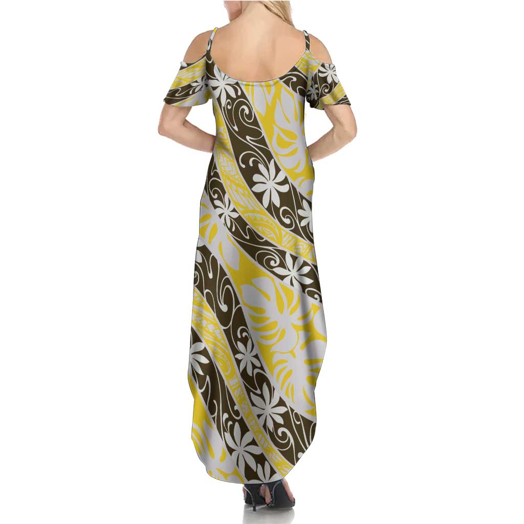 Rearea Tahiti Tiare Monstera Summer Maxi Dress Polynesian Pattern Curve Style - Polynesian Pride