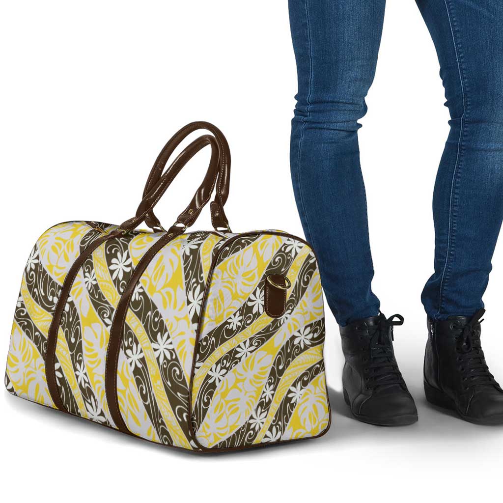 Rearea Tahiti Tiare Monstera Travel Bag Polynesian Pattern Curve Style - Polynesian Pride