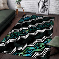 Taniko Aotearoa Mix Paua Shell Area Rug Niho Taniwha Turquoise Glitter LT01 Turquoise - Polynesian Pride