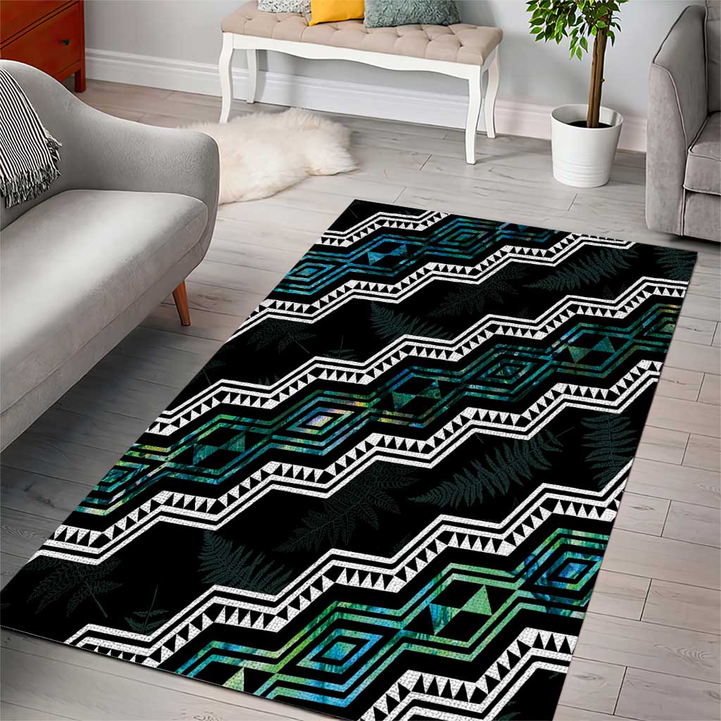 Taniko Aotearoa Mix Paua Shell Area Rug Niho Taniwha Turquoise Glitter LT01 - Polynesian Pride