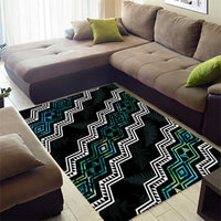 Taniko Aotearoa Mix Paua Shell Area Rug Niho Taniwha Turquoise Glitter LT01 - Polynesian Pride