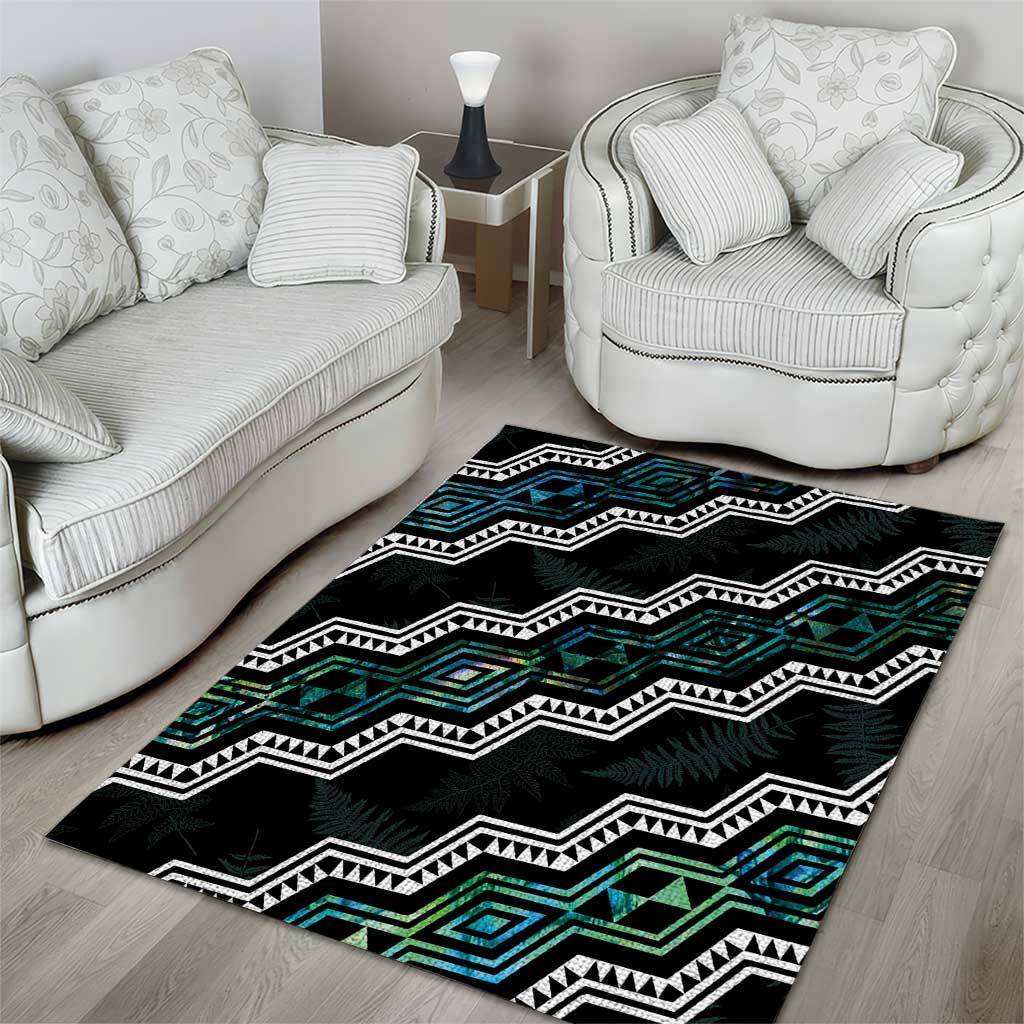 Taniko Aotearoa Mix Paua Shell Area Rug Niho Taniwha Turquoise Glitter LT01 - Polynesian Pride