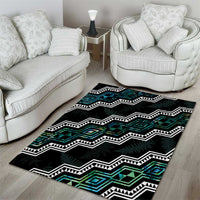 Taniko Aotearoa Mix Paua Shell Area Rug Niho Taniwha Turquoise Glitter LT01 - Polynesian Pride