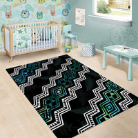 Taniko Aotearoa Mix Paua Shell Area Rug Niho Taniwha Turquoise Glitter LT01 - Polynesian Pride