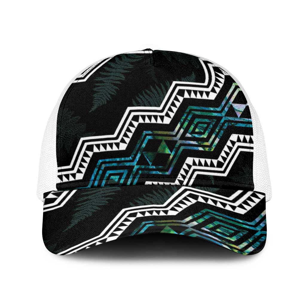Taniko Aotearoa Mix Paua Shell Baseball Net Cap Niho Taniwha Turquoise Glitter - Polynesian Pride