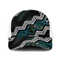 Taniko Aotearoa Mix Paua Shell Baseball Net Cap Niho Taniwha Turquoise Glitter - Polynesian Pride