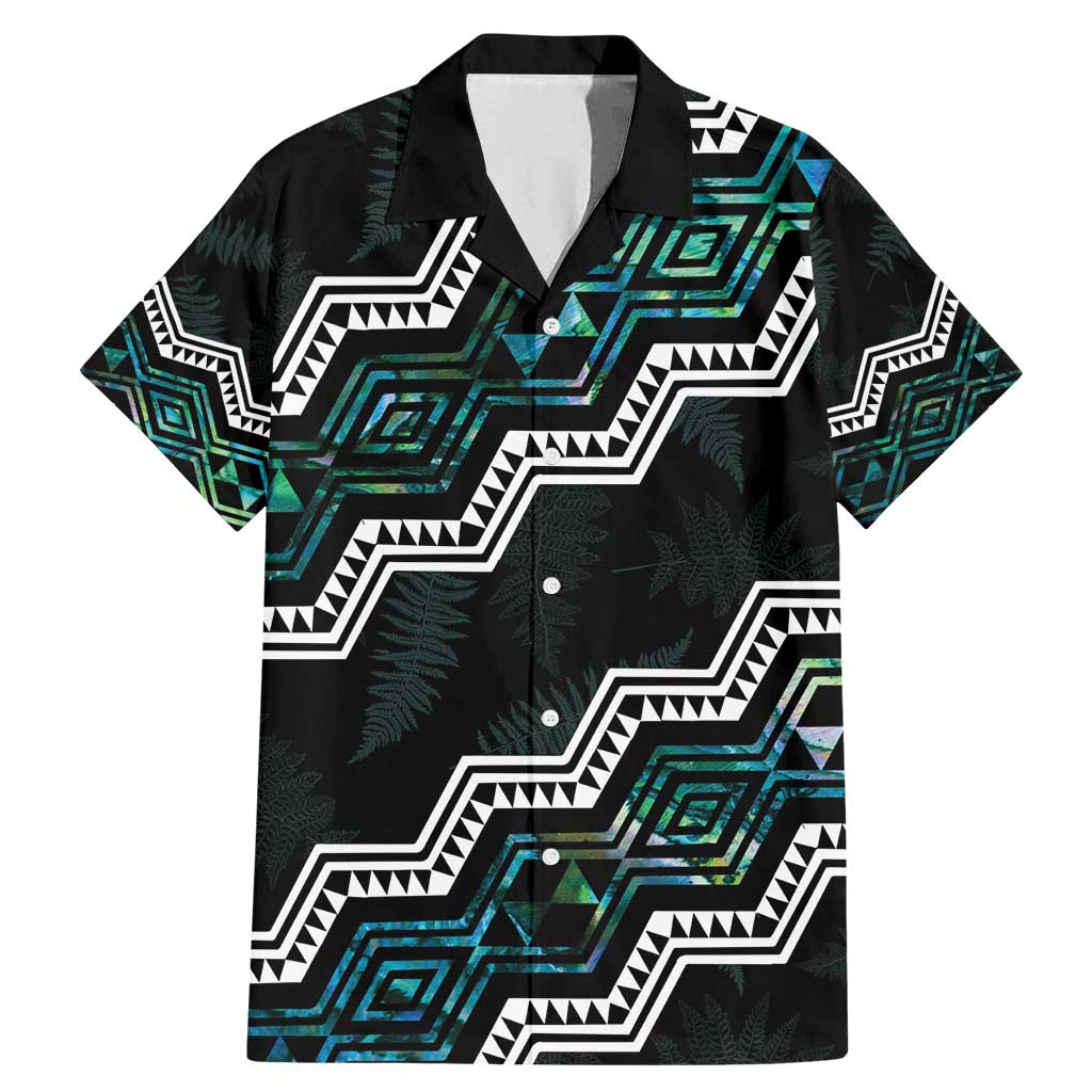 Personalised Taniko Aotearoa Mix Paua Shell Family Matching Mermaid Dress and Hawaiian Shirt Niho Taniwha Turquoise Glitter LT01 Dad's Shirt - Short Sleeve Turquoise - Polynesian Pride