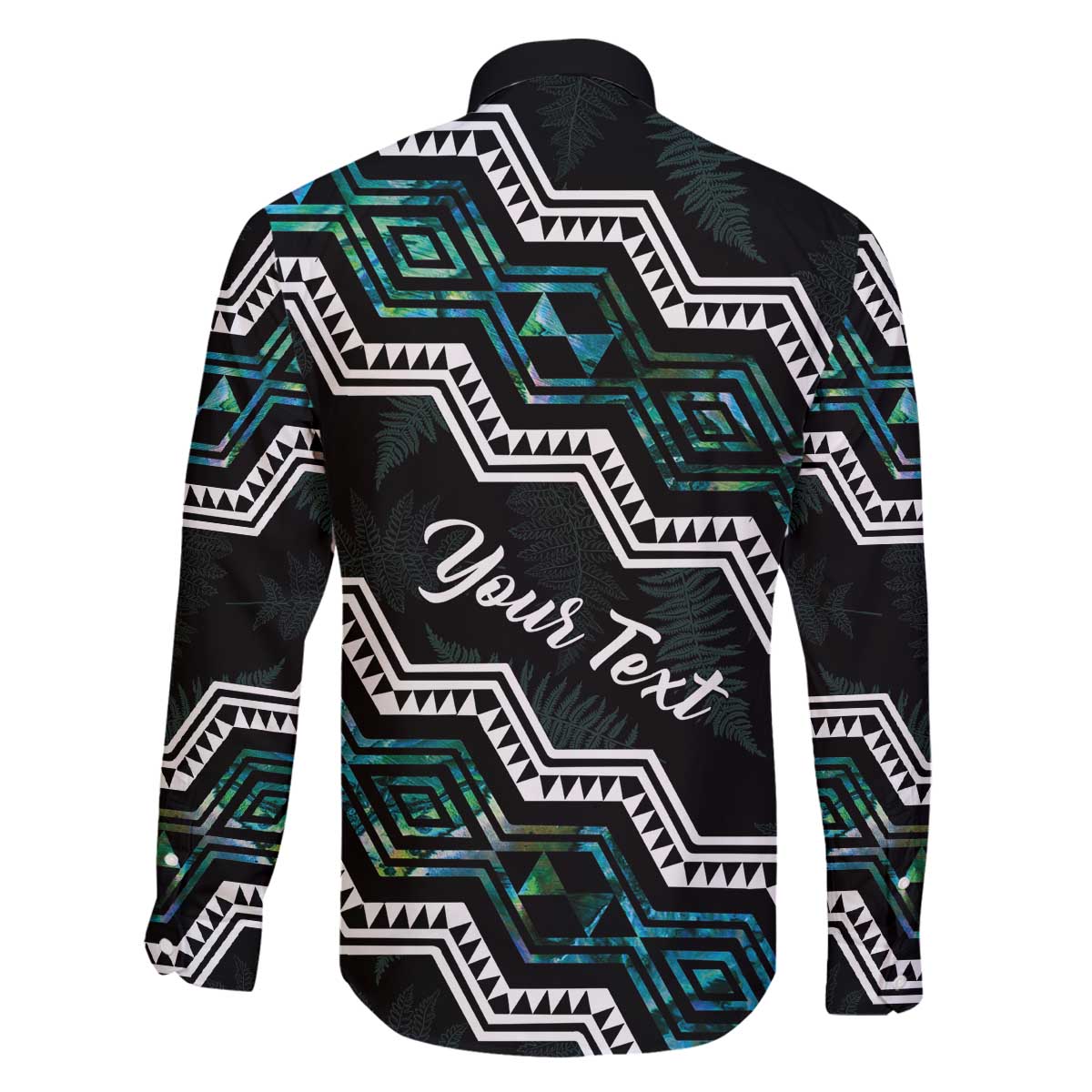 Personalised Taniko Aotearoa Mix Paua Shell Family Matching Off The Shoulder Long Sleeve Dress and Hawaiian Shirt Niho Taniwha Turquoise Glitter LT01 - Polynesian Pride