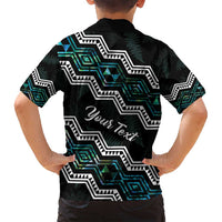 Personalised Taniko Aotearoa Mix Paua Shell Family Matching Summer Maxi Dress and Hawaiian Shirt Niho Taniwha Turquoise Glitter LT01 - Polynesian Pride