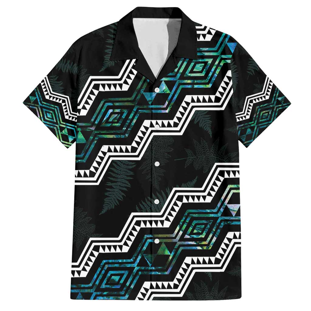 Personalised Taniko Aotearoa Mix Paua Shell Family Matching Summer Maxi Dress and Hawaiian Shirt Niho Taniwha Turquoise Glitter LT01 Dad's Shirt - Short Sleeve Turquoise - Polynesian Pride