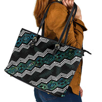Personalised Taniko Aotearoa Mix Paua Shell Leather Tote Bag Niho Taniwha Turquoise Glitter