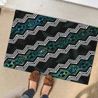 Personalised Taniko Aotearoa Mix Paua Shell Rubber Doormat Niho Taniwha Turquoise Glitter