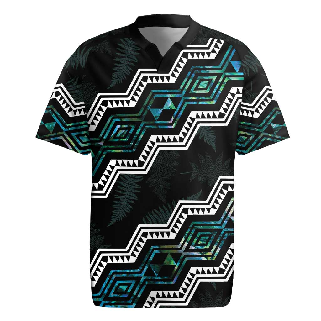 Personalised Taniko Aotearoa Mix Paua Shell Rugby Jersey Niho Taniwha Turquoise Glitter LT01 Turquoise - Polynesian Pride