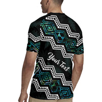 Personalised Taniko Aotearoa Mix Paua Shell Rugby Jersey Niho Taniwha Turquoise Glitter LT01 - Polynesian Pride