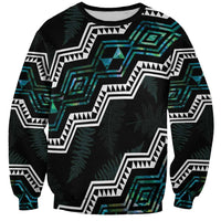 Personalised Taniko Aotearoa Mix Paua Shell Sweatshirt Niho Taniwha Turquoise Glitter