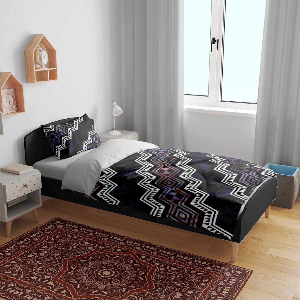 Personalised Taniko Aotearoa Mix Paua Shell Bedding Set Niho Taniwha Lilac Glitter