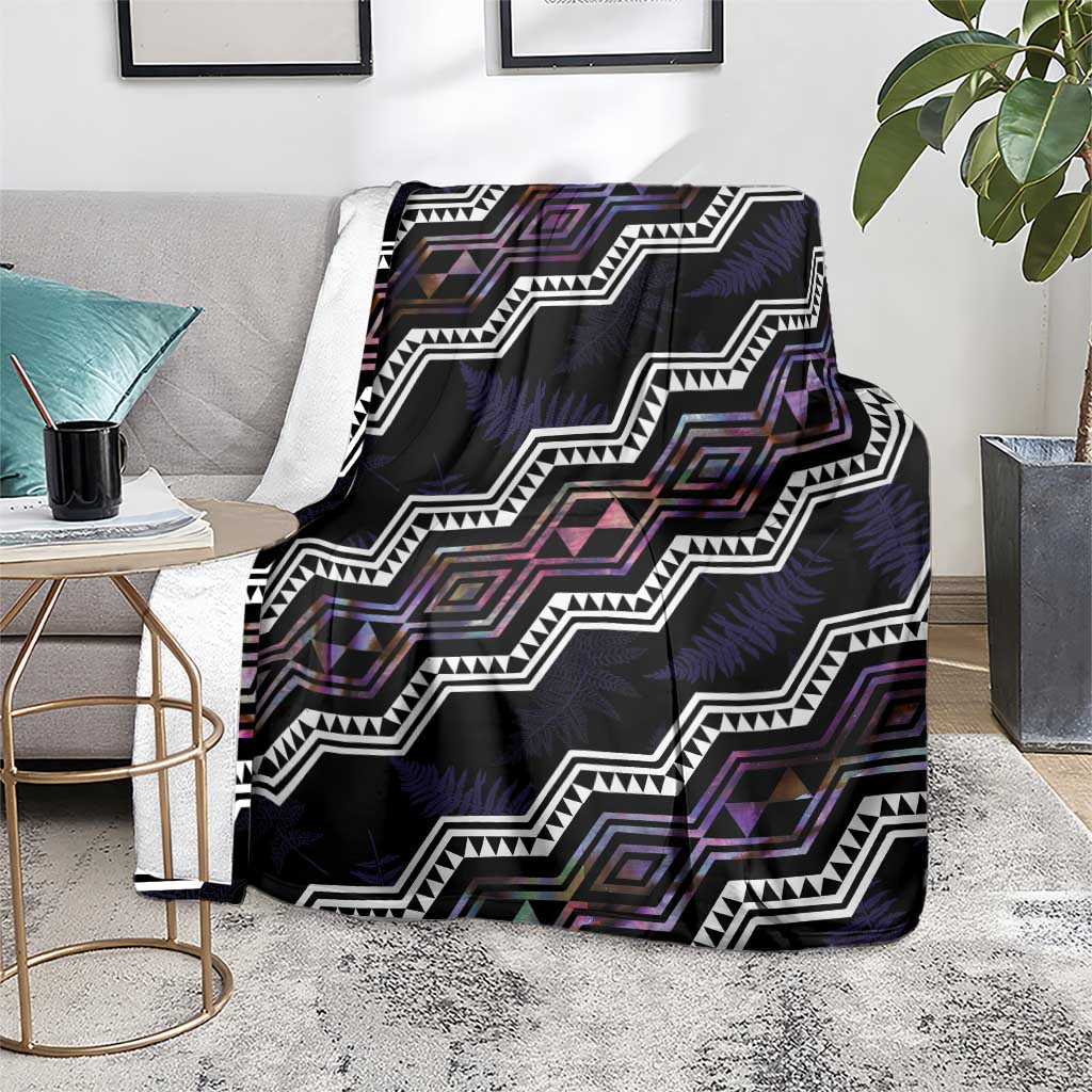 Personalised Taniko Aotearoa Mix Paua Shell Blanket Niho Taniwha Lilac Glitter