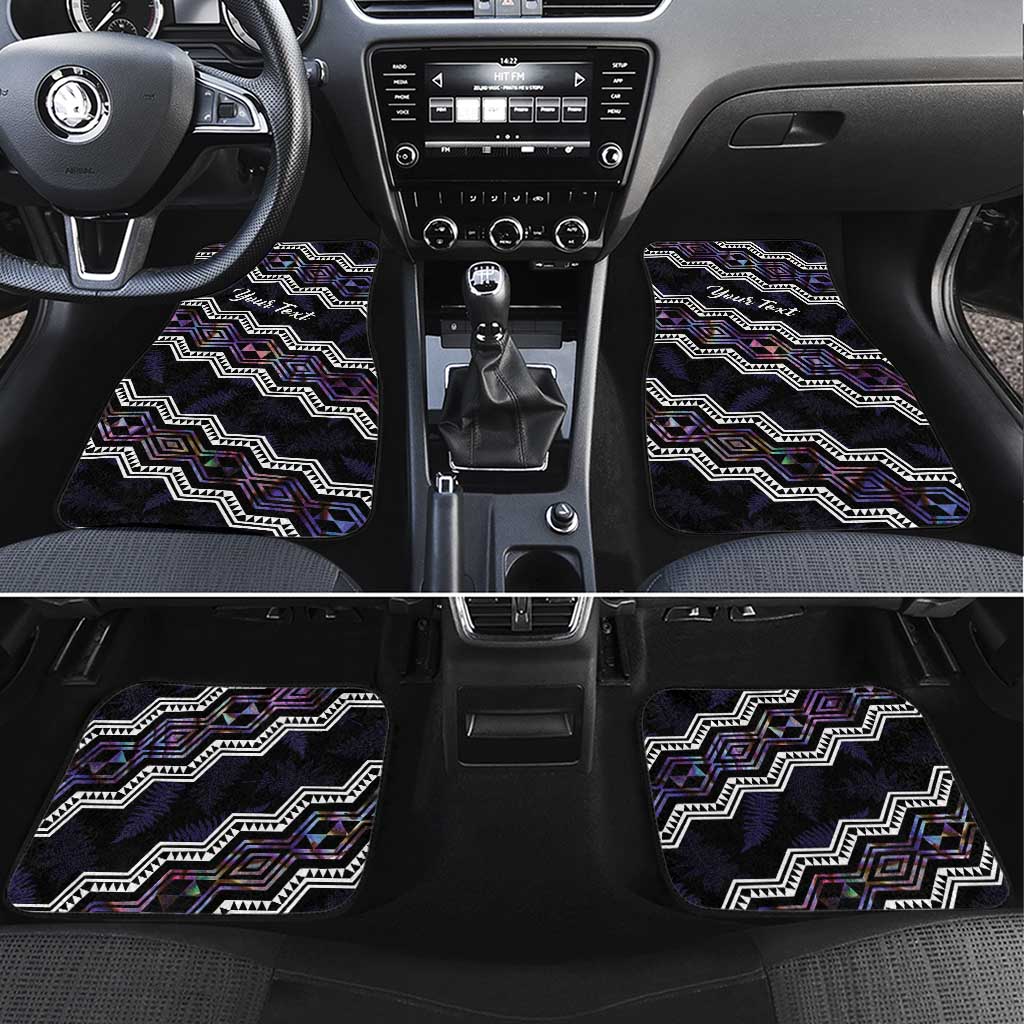 Personalised Taniko Aotearoa Mix Paua Shell Car Mats Niho Taniwha Lilac Glitter LT01 Set 4pcs Purple - Polynesian Pride
