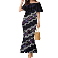 Personalised Taniko Aotearoa Mix Paua Shell Family Matching Mermaid Dress and Hawaiian Shirt Niho Taniwha Lilac Glitter LT01 Mom's Dress Purple - Polynesian Pride